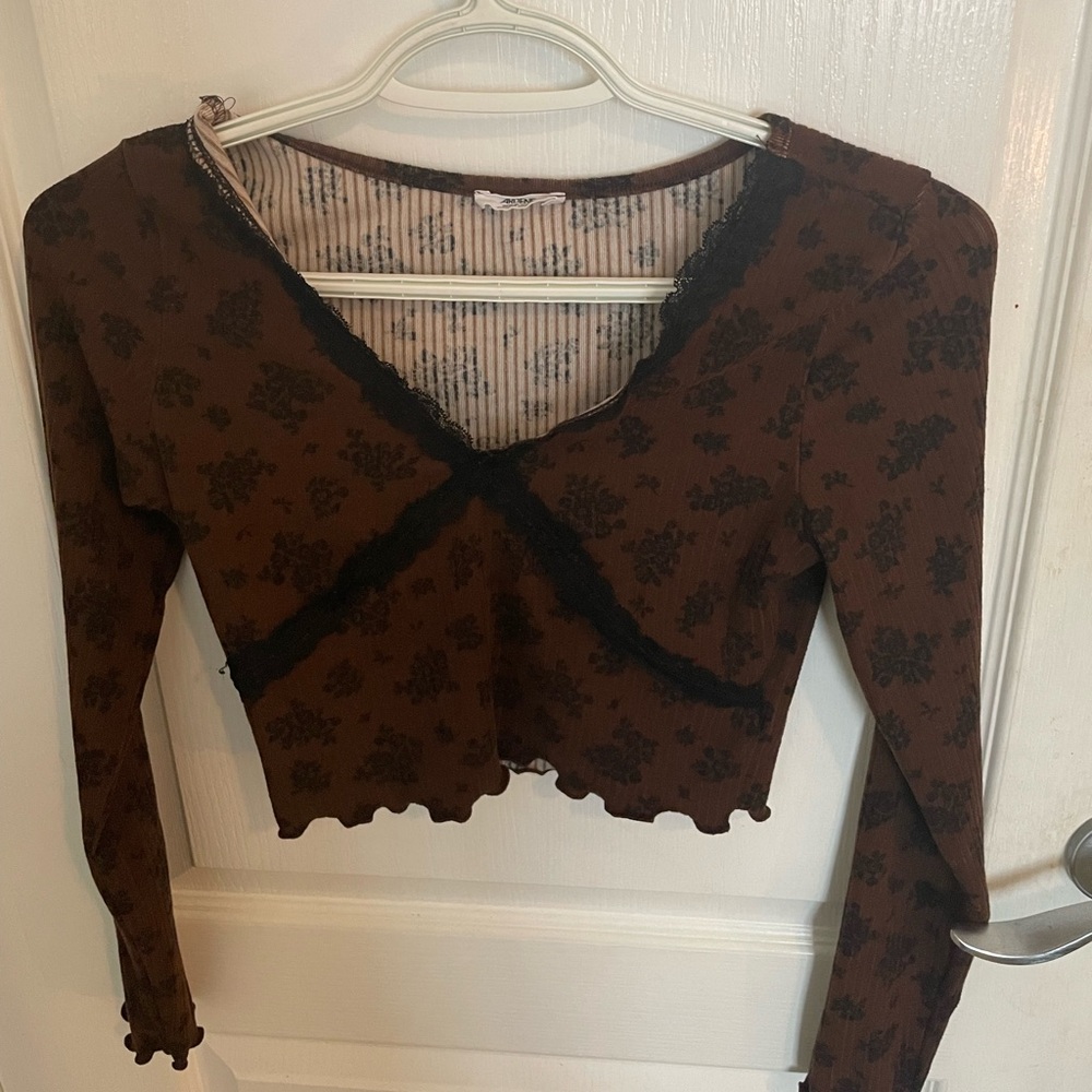 ardene long sleeve floral lace top